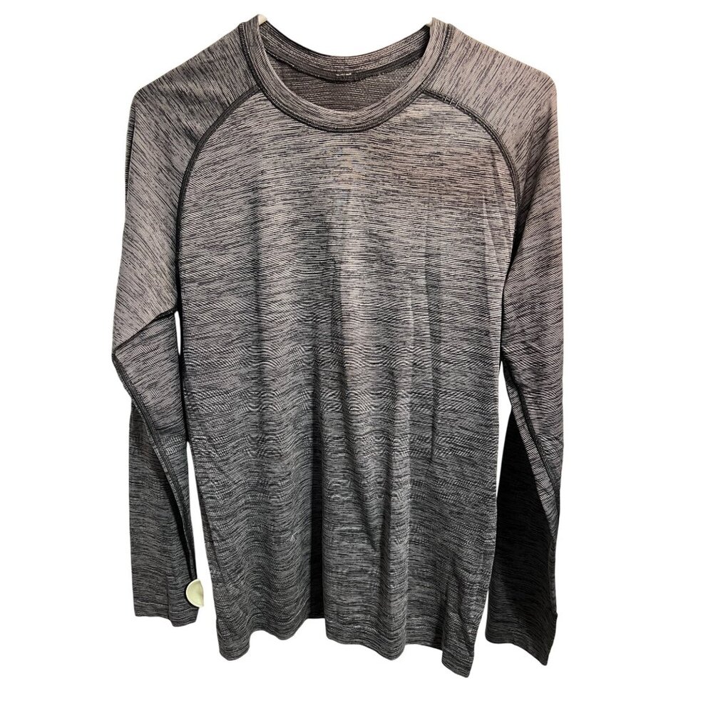 Lululemon Heathered Gray Long-Sleeve Performance Shirt With Raglan Sleeves & Cre